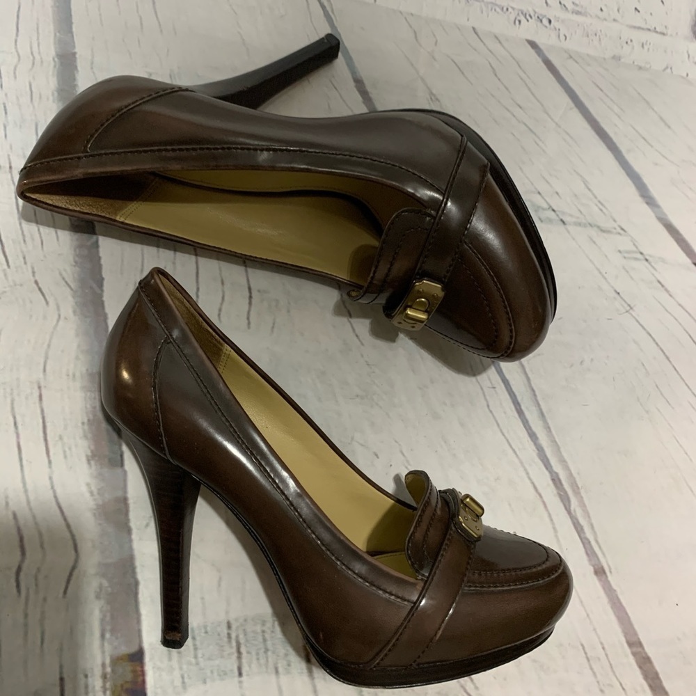 COACH Luisa Brown Leather Heels